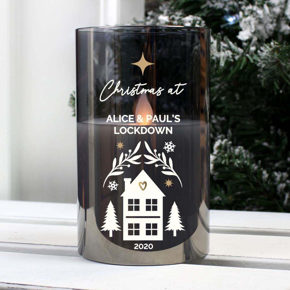 Personalised Christmas Smoked Glass LED Candle Extra Image 1